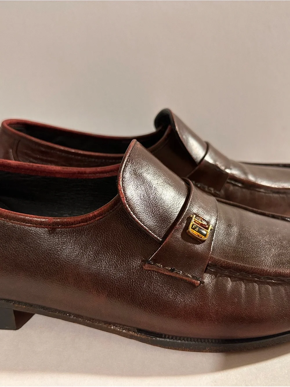 Vintage Florsheim Riva Loafers 11 C Burgundy Kidskin Bit Slip On Made in USA